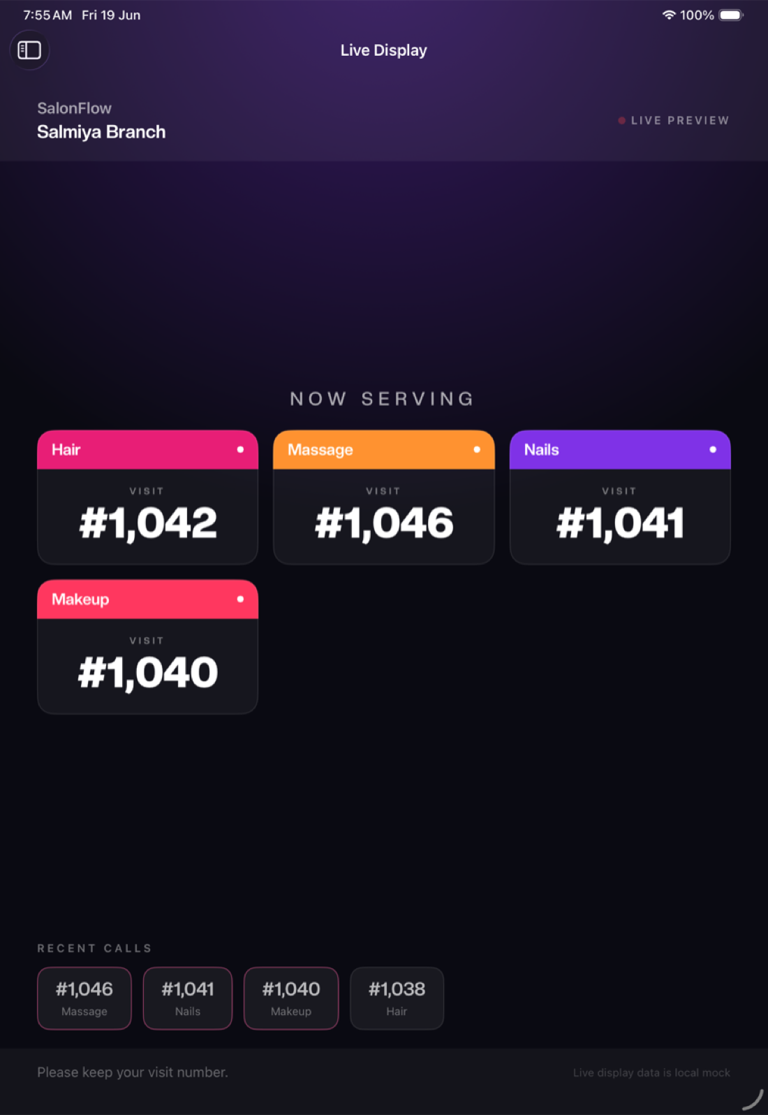 SalonFlow app screenshot